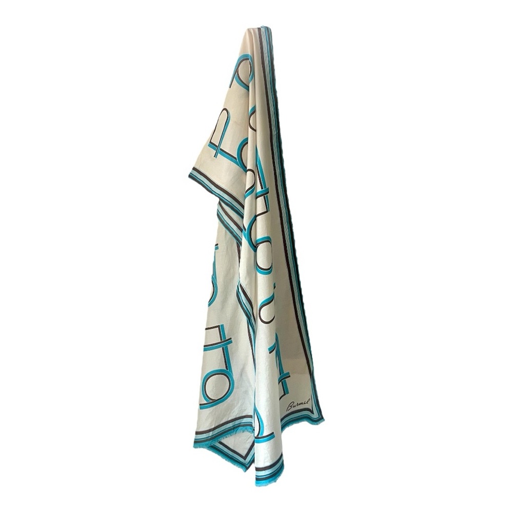 Burmel Silk Scarf - Teal and‎ Brown - Picture 7 of 7